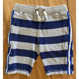 Mini Boden Navy Blue Heather Grey Striped Pull-On Vintage Style Shorts 9-10 EUC